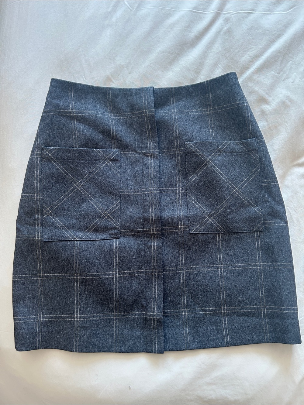 Windowpane Pocket Mini Skirt in Charcoal